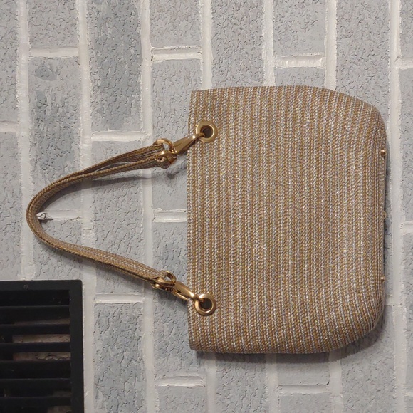 Eric Javits Women's Gold Handbag Tote Bag Purse Magnetic Closure - Picture 16 of 16